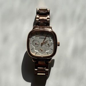 Rose gold square face watch